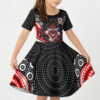 St George Illawarra Dragons Kid Short Sleeve Dress The Scream of Lightning Eyes - Indigenous Dot Ripping Effect