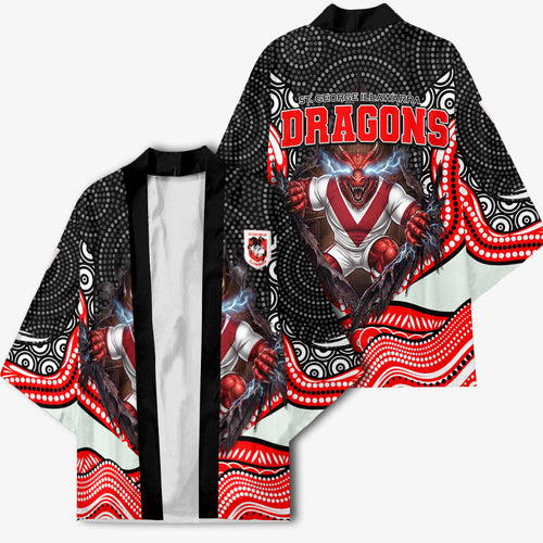 St George Illawarra Dragons Kimono The Scream of Lightning Eyes - Indigenous Dot Ripping Effect