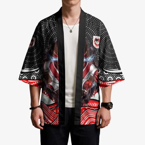 St George Illawarra Dragons Kimono The Scream of Lightning Eyes - Indigenous Dot Ripping Effect