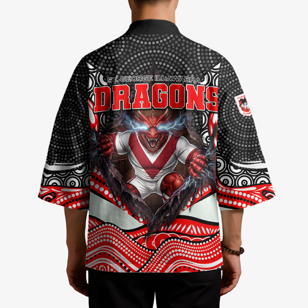 St George Illawarra Dragons Kimono The Scream of Lightning Eyes - Indigenous Dot Ripping Effect