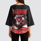 St George Illawarra Dragons Kimono Sleeve Blouse The Scream of Lightning Eyes - Indigenous Dot Ripping Effect