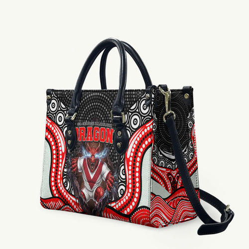 St George Illawarra Dragons Leather Bag The Scream of Lightning Eyes - Indigenous Dot Ripping Effect