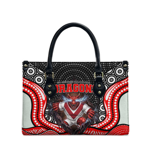 St George Illawarra Dragons Leather Bag The Scream of Lightning Eyes - Indigenous Dot Ripping Effect