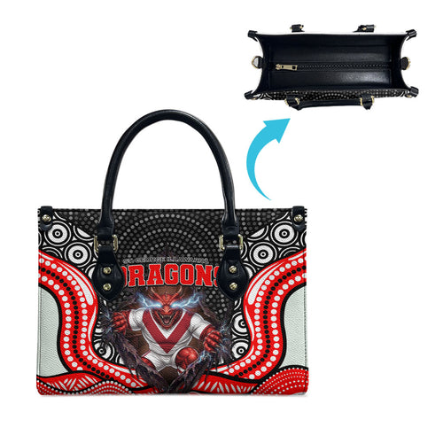 St George Illawarra Dragons Leather Bag The Scream of Lightning Eyes - Indigenous Dot Ripping Effect