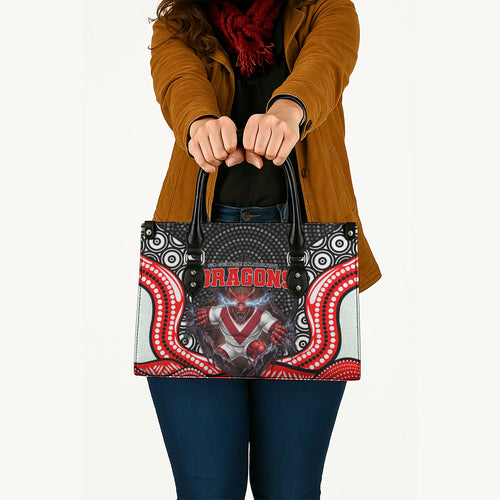 St George Illawarra Dragons Leather Bag The Scream of Lightning Eyes - Indigenous Dot Ripping Effect