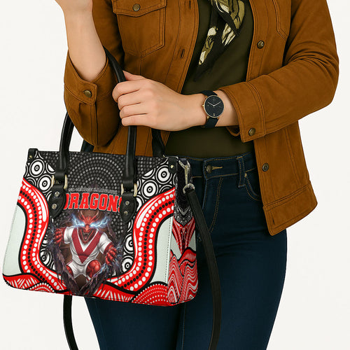 St George Illawarra Dragons Leather Bag The Scream of Lightning Eyes - Indigenous Dot Ripping Effect
