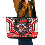 St George Illawarra Dragons Leather Tote Bag The Scream of Lightning Eyes - Indigenous Dot Ripping Effect