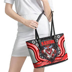 St George Illawarra Dragons Leather Tote Bag The Scream of Lightning Eyes - Indigenous Dot Ripping Effect