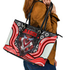 St George Illawarra Dragons Leather Tote Bag The Scream of Lightning Eyes - Indigenous Dot Ripping Effect