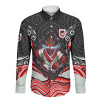 St George Illawarra Dragons Long Sleeve Button Shirt The Scream of Lightning Eyes - Indigenous Dot Ripping Effect