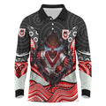 St George Illawarra Dragons Long Sleeve Polo Shirt The Scream of Lightning Eyes - Indigenous Dot Ripping Effect