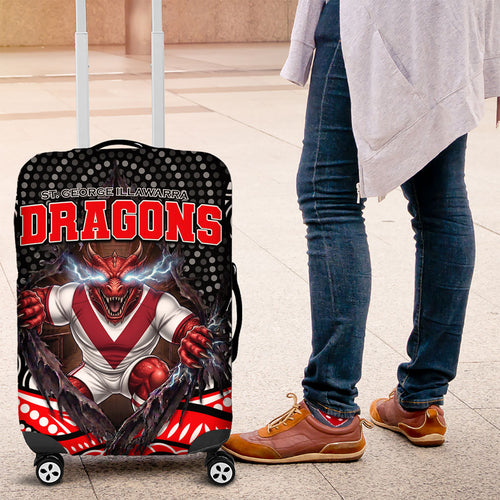 St George Illawarra Dragons Luggage Cover The Scream of Lightning Eyes - Indigenous Dot Ripping Effect