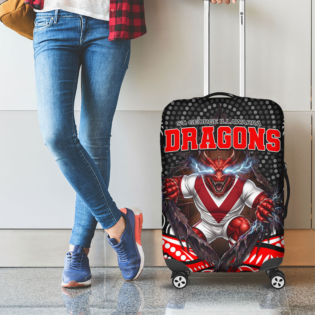 St George Illawarra Dragons Luggage Cover The Scream of Lightning Eyes - Indigenous Dot Ripping Effect