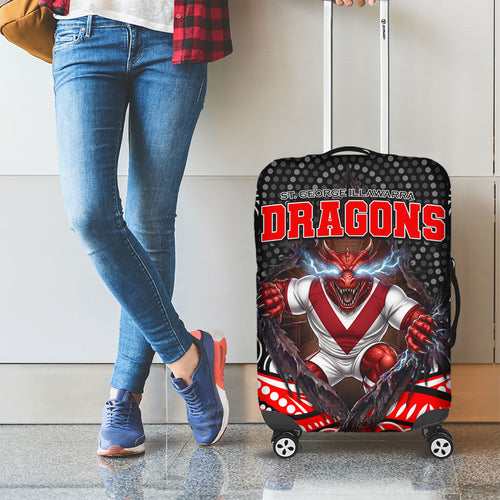 St George Illawarra Dragons Luggage Cover The Scream of Lightning Eyes - Indigenous Dot Ripping Effect
