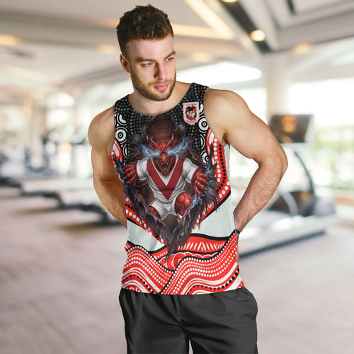 St George Illawarra Dragons Men Tank Top The Scream of Lightning Eyes - Indigenous Dot Ripping Effect