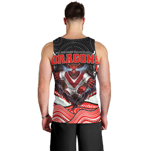 St George Illawarra Dragons Men Tank Top The Scream of Lightning Eyes - Indigenous Dot Ripping Effect