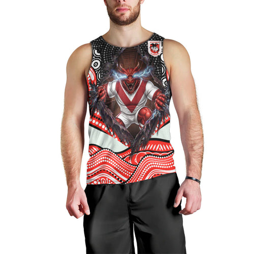 St George Illawarra Dragons Men Tank Top The Scream of Lightning Eyes - Indigenous Dot Ripping Effect