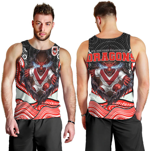 St George Illawarra Dragons Men Tank Top The Scream of Lightning Eyes - Indigenous Dot Ripping Effect