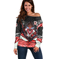 St George Illawarra Dragons Off Shoulder Sweater The Scream of Lightning Eyes - Indigenous Dot Ripping Effect
