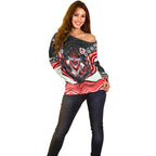 St George Illawarra Dragons Off Shoulder Sweater The Scream of Lightning Eyes - Indigenous Dot Ripping Effect