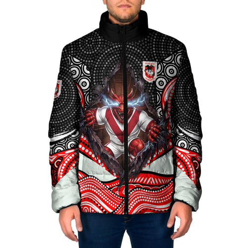 St George Illawarra Dragons Padded Jacket The Scream of Lightning Eyes - Indigenous Dot Ripping Effect
