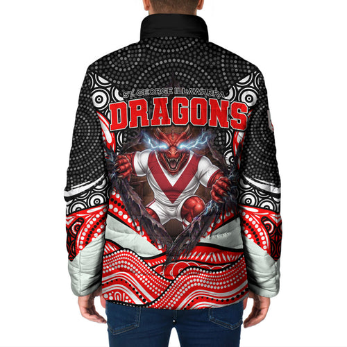 St George Illawarra Dragons Padded Jacket The Scream of Lightning Eyes - Indigenous Dot Ripping Effect