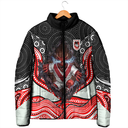 St George Illawarra Dragons Padded Jacket The Scream of Lightning Eyes - Indigenous Dot Ripping Effect