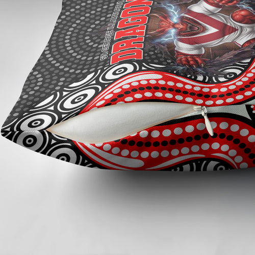St George Illawarra Dragons Pillow Cover The Scream of Lightning Eyes - Indigenous Dot Ripping Effect
