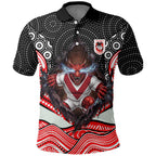 St George Illawarra Dragons Polo Shirt The Scream of Lightning Eyes - Indigenous Dot Ripping Effect