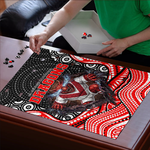 St George Illawarra Dragons Puzzle The Scream of Lightning Eyes - Indigenous Dot Ripping Effect