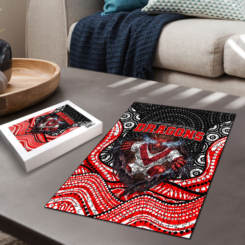 St George Illawarra Dragons Puzzle The Scream of Lightning Eyes - Indigenous Dot Ripping Effect