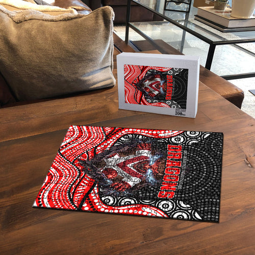 St George Illawarra Dragons Puzzle The Scream of Lightning Eyes - Indigenous Dot Ripping Effect