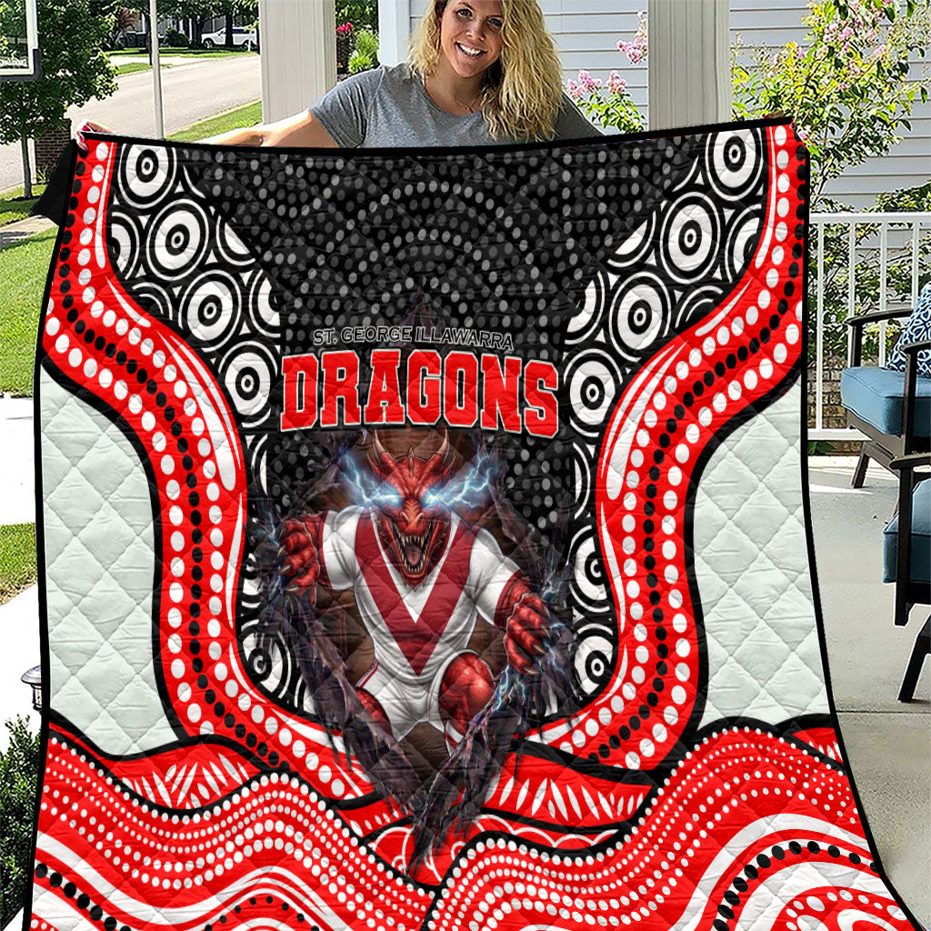 St George Illawarra Dragons Quilt The Scream of Lightning Eyes - Indigenous Dot Ripping Effect