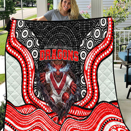 St George Illawarra Dragons Quilt The Scream of Lightning Eyes - Indigenous Dot Ripping Effect