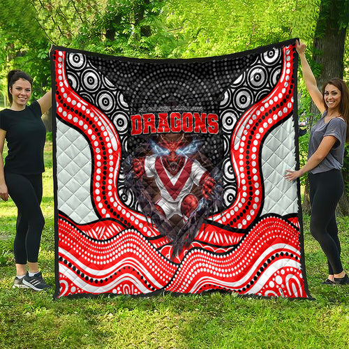 St George Illawarra Dragons Quilt The Scream of Lightning Eyes - Indigenous Dot Ripping Effect