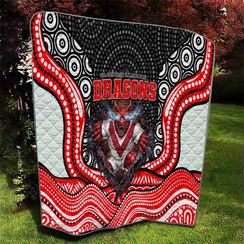 St George Illawarra Dragons Quilt The Scream of Lightning Eyes - Indigenous Dot Ripping Effect