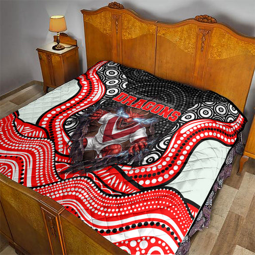 St George Illawarra Dragons Quilt The Scream of Lightning Eyes - Indigenous Dot Ripping Effect