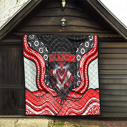 St George Illawarra Dragons Quilt The Scream of Lightning Eyes - Indigenous Dot Ripping Effect