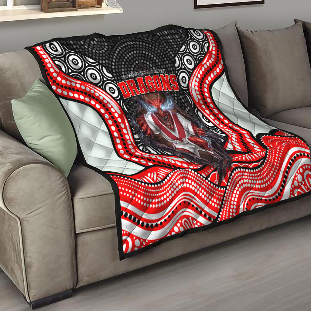 St George Illawarra Dragons Quilt The Scream of Lightning Eyes - Indigenous Dot Ripping Effect