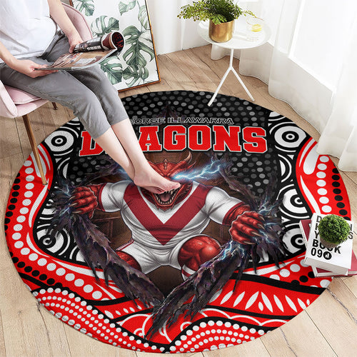St George Illawarra Dragons Round Carpet The Scream of Lightning Eyes - Indigenous Dot Ripping Effect