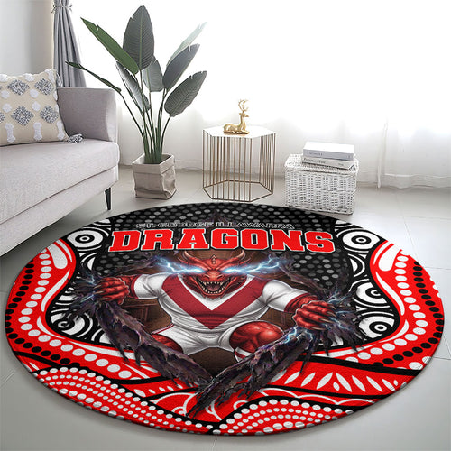 St George Illawarra Dragons Round Carpet The Scream of Lightning Eyes - Indigenous Dot Ripping Effect