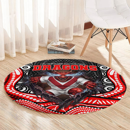St George Illawarra Dragons Round Carpet The Scream of Lightning Eyes - Indigenous Dot Ripping Effect
