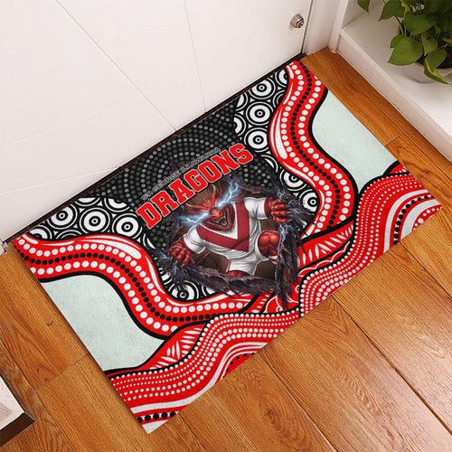 St George Illawarra Dragons Rubber Doormat The Scream of Lightning Eyes - Indigenous Dot Ripping Effect