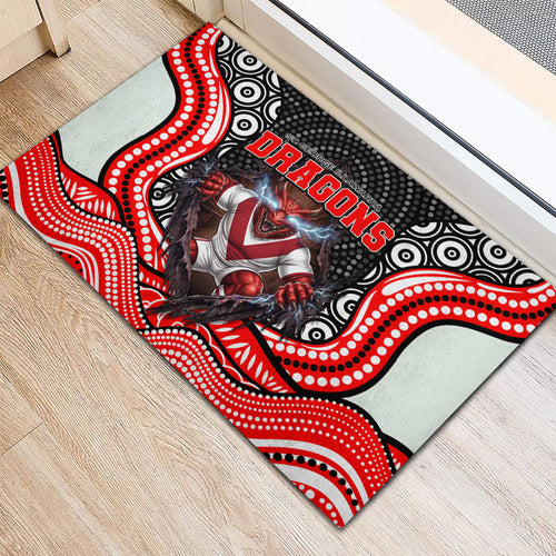 St George Illawarra Dragons Rubber Doormat The Scream of Lightning Eyes - Indigenous Dot Ripping Effect