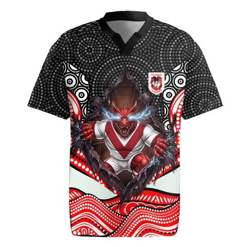St George Illawarra Dragons Rugby Jersey The Scream of Lightning Eyes - Indigenous Dot Ripping Effect