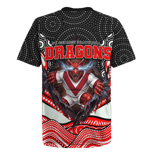 St George Illawarra Dragons Rugby Jersey The Scream of Lightning Eyes - Indigenous Dot Ripping Effect