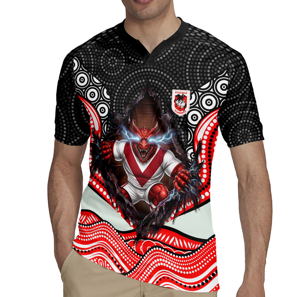 St George Illawarra Dragons Rugby Jersey The Scream of Lightning Eyes - Indigenous Dot Ripping Effect