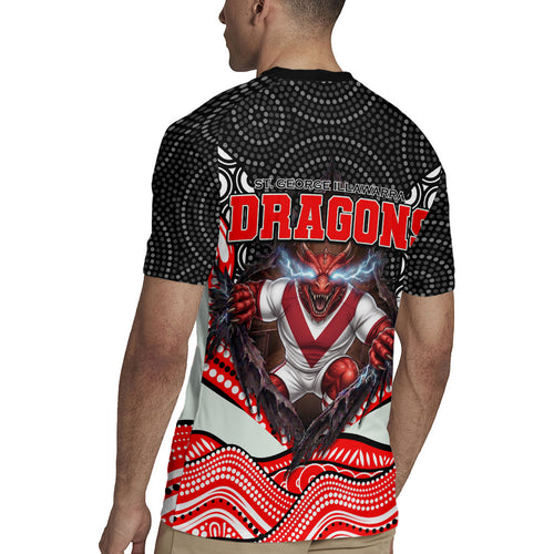 St George Illawarra Dragons Rugby Jersey The Scream of Lightning Eyes - Indigenous Dot Ripping Effect