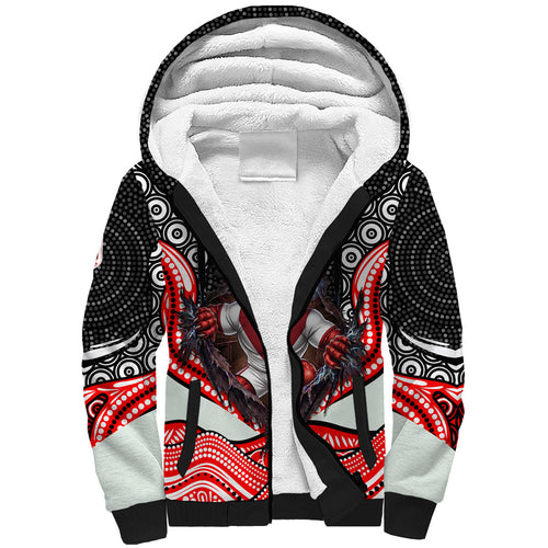 St George Illawarra Dragons Sherpa Hoodie The Scream of Lightning Eyes - Indigenous Dot Ripping Effect