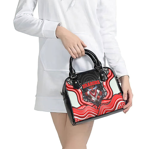 St George Illawarra Dragons Shoulder Handbag The Scream of Lightning Eyes - Indigenous Dot Ripping Effect